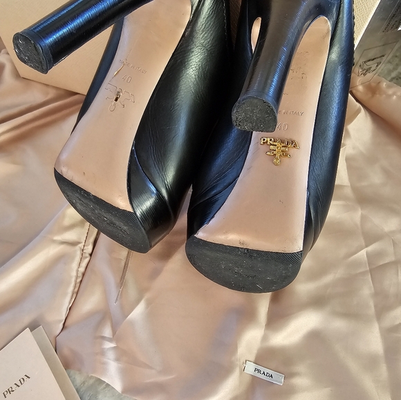 PRADA Black Peep Toe Platform Mules  Tassel Size 40 GORGEOUS 😍 Calzature Donna - Picture 12 of 14